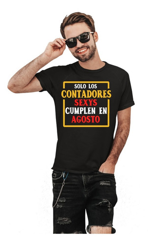Camiseta Negra De Hombre Manga Corta Para Cumpleaños Contado