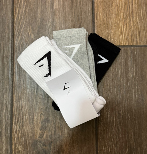 Gymshark Calcetas Crew Socks 5 Pk 100% Original White/black/light Grey Marl M