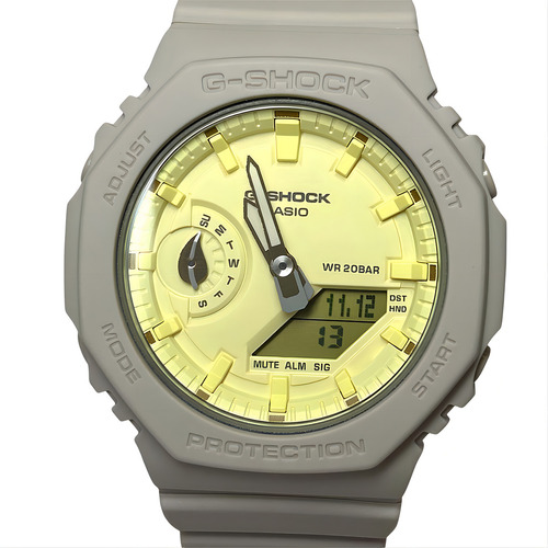 Reloj Casio G-shock GMA-S2100NC-4ADR, correa de protección con núcleo de carbono, bisel gris, fondo amarillo