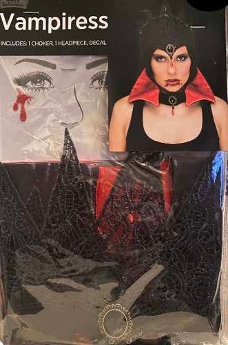 Disfraz Vampiro Woman Corona, Tatuaje Gargantilla Halloween