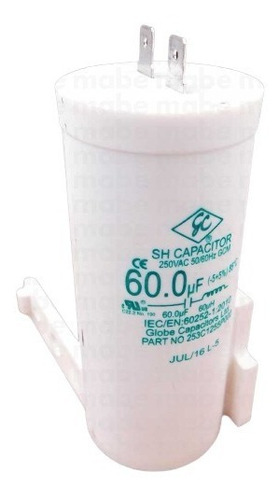 Capacitor 60.uf Lavadoras Mabe Y Ge 253c1255p002