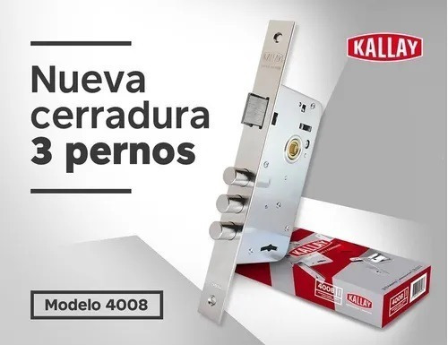 Imagen 3 de 7 de Cerradura Kallay 4008 Alta Seguridad Tres Pernos Acero Inox