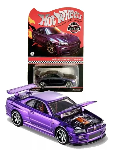 Hot Wheels 1/64 Rlc Nissan Skyline Gt-r R34 Roxo Cor Índigo Hot Wheels 1/64 Rlc Nissan Skyline Gt-r R34 Roxo Cor Índigo