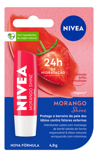Protector Labial Morango Shine Nivea Blister 4,8g