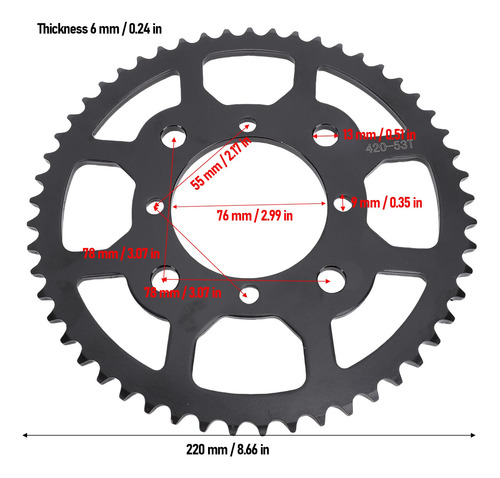 Piñón Trasero Cog 420 53t, Relación De Transmisión Eficiente