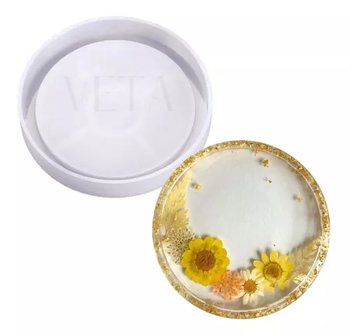 molde de silicona para posavasos circular con borde de 8 cm, para copias  con resina epoxi y jesmonite