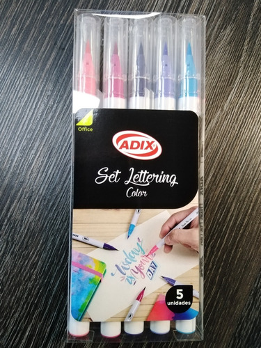 Imagen 2 de 3 de Plumones Brush Pen Set 5 Unidades Marca Adix