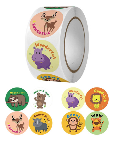 5 Paquete De 5-6 Pegatinas Redondas De Animales De 5 Piezas