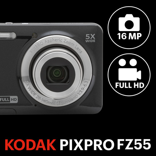 Câmera Digital Kodak Pixpro Fz55-bk 16mp Cmos 5x Zoom 1080p
