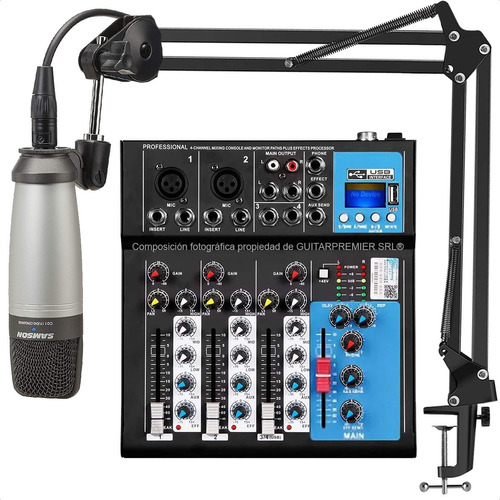 Kit Radio Streaming Estudio Mixer + Condenser Samson C01 F4