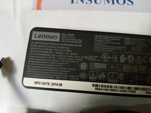 Imagen 2 de 3 de Cargador Lenovo Yoga C930-13ikb 81c4004tus Usb Type C
