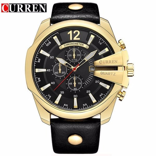 Relógio Curren Masculino 8176 Pulseira De Couro Original.