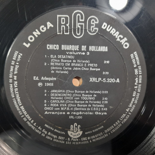 Imagem 5 de 8 de Vinil Lp Chico Buarque De Holanda Volume 3 Bom Estado 1968