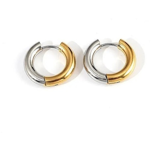 Aretes Oro-plata Joyeria Acero Inoxidable Reversibles