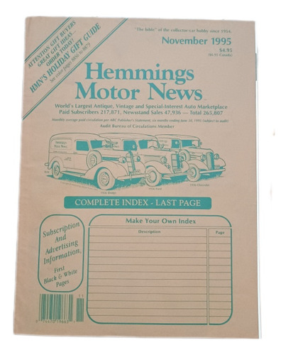 Revista Vintage Hemmings Motor News 1995 En Perfecto Estado 