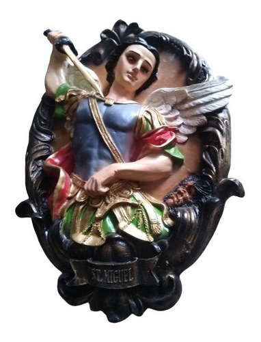 San Miguel Arcángel Ángel Medallón Colgar Pared Figura Resin