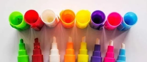 Imagen 2 de 2 de Set 8 Plumones Tiza Liquida Para Pizarra Led, Vidrio, Fluor