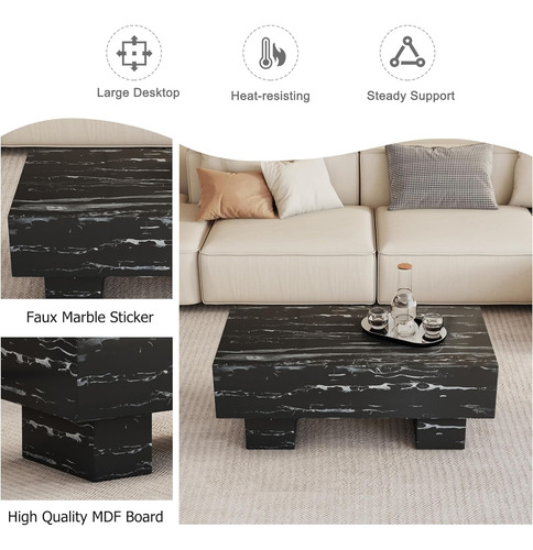 Mesa De Centro Moderna Rectangular De Mármol Falso Con Patas