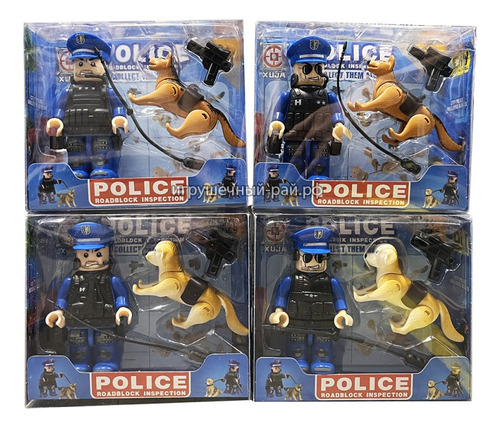 Set Muñeco Policia Tipo Legoo Mascota Coleccion Articulado