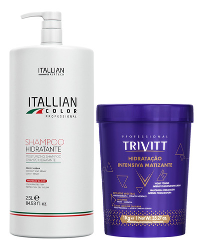 Shampoo Hidratante Itallian Color 2,5l + Másc. Matizante 1kg