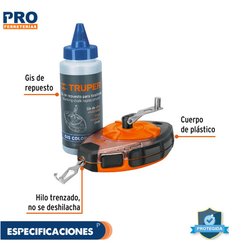 Tiralíneas Profesional 30m (100 Ft) Plástico Con Gis, 18575