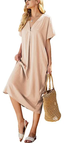 Vestidos Para Dama Sueltos Y Sencillos Con Escote En V Cuotas