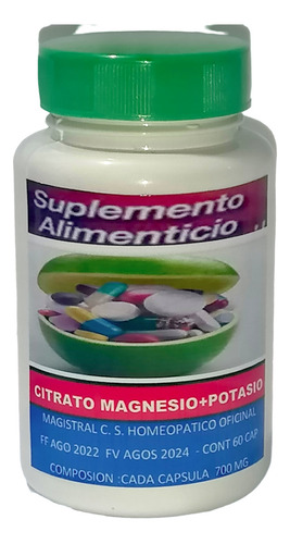 Magnesio+ Potasio Citrato Caps - Unidad a $1158