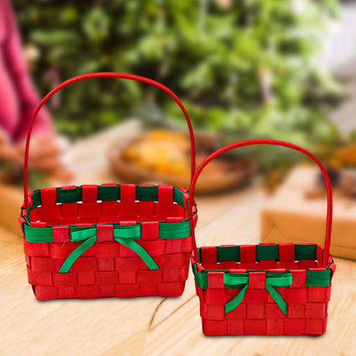 Cesta De Regalo De Navidad, Cesta De Flores Rojo Cantidad 2