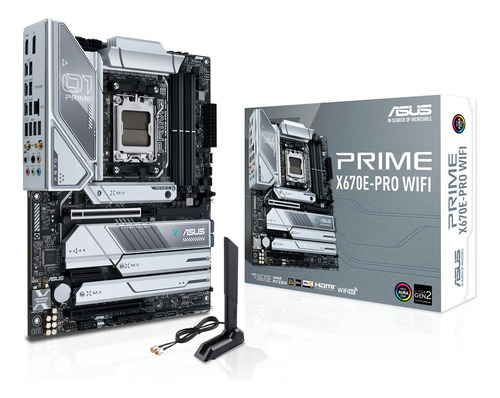 Placa Wi-Fi Asus Prime X670e-Pro, Ddr5, Am5 e cor prateada