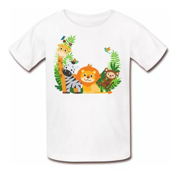 Camiseta Infantil Safari Familia Animais Leao Menino Menina 
