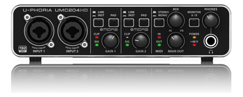 Interface Áudio 192khz Behringer Umc204 Hd