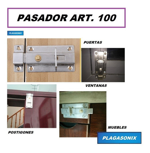 Imagen 7 de 10 de Pasador Cerrojo De Arrimar Acero Inoxidable S/llave 5 Unid