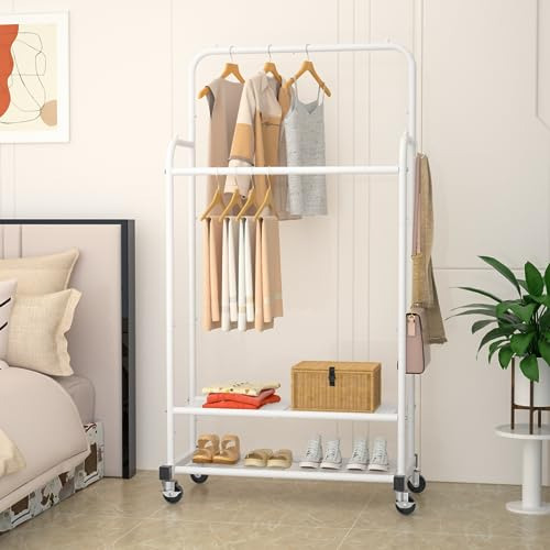 Rack De Ropa Doble Portátil Con 4 Ganchos Organizador