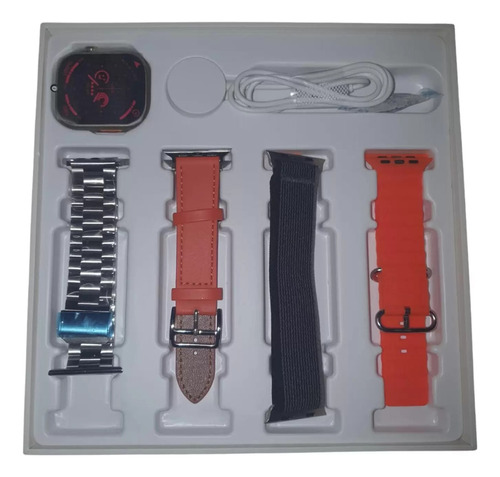 Relogio Smartwatch Inteligente Bazik Serie 8x Ultra Prime Cor da caixa Branco Cor da pulseira Laranja Cor do bisel Prateado Desenho da pulseira Mesh