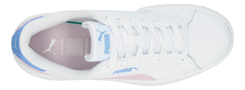 Tenis Puma Smash 3.0 L Jr Blanco Para Niña Colores Pastel Comodos Versatiles Original De Moda Ligero