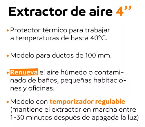 Extractor De Aire Para Baño Con Temporizador 4 100mm Modelo Silent 100 Crz  Marca Soler 