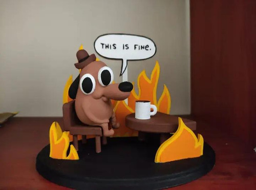 Adorno Meme Perrito This Is Fine Impresión 3d Souvenirs 