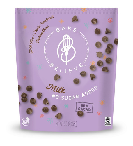 Bake Believe Milk Chocolate Chips No Sugar Added 255 G