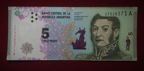 Billete 5 Pesos 2015 Tenemos Patria Bottero 3901 