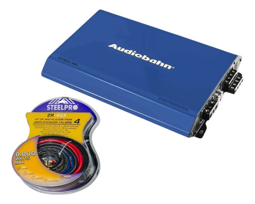 Amplificador 4ch Audiobahn Azul+kit De Instalación Cal 4
