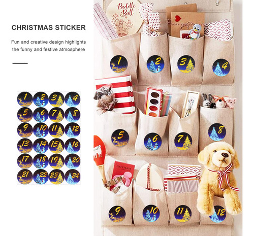 6 Hojas De Pegatinas Decorativas Con Números De Navidad Para