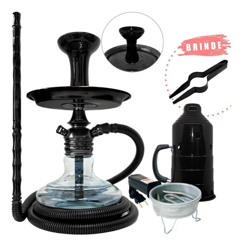 Imagem 3 de 9 de Narguile Black Hookah Mini Monster Completo Barato Fogareiro