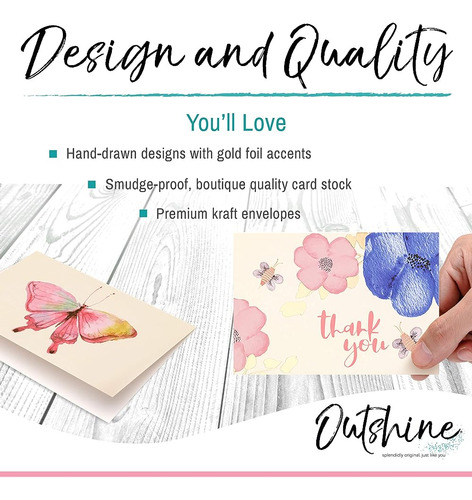 Outshine Tarjetas De Notas En Blanco Con Sobres Y Sellos En