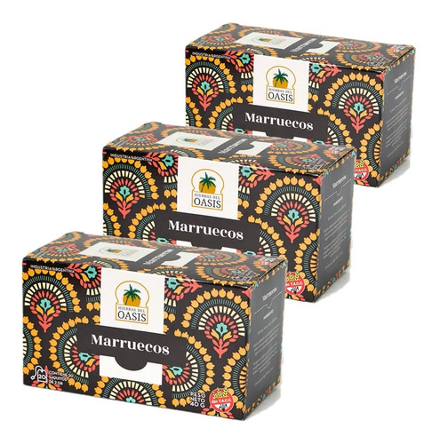 Imagen 1 de 3 de Té Marruecos (té Verde Menta Damasco) Pack X 3 Cajas