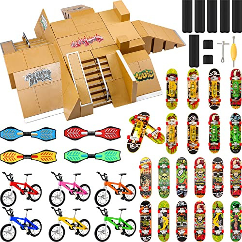 Hydren 62 Pcs Skate Park Kit Fingerboard Skatepark Finger Sk