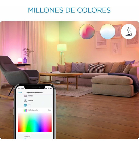 Imagen 4 de 7 de Ampolleta Led Signify Wiz Colores Wifi E27 Google O Alexa