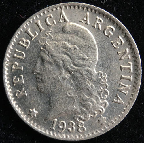 Argentina, 5 Centavos, 1938. Cj#168. Sin Circular