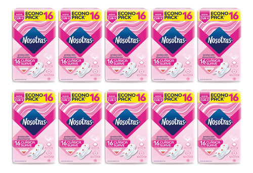 Combo Toallita Femenina Nosotras Clasica X10 Pqts