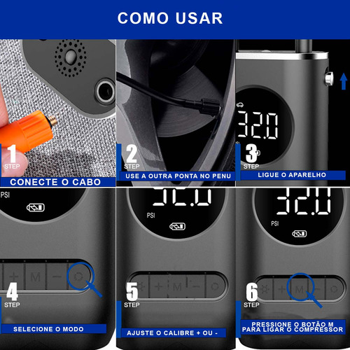 Bomba De Ar Car Air Pump Mini Compressor Portátil Calibra Preto 60/hz Monofásica