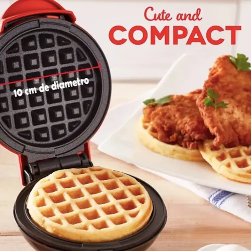 Mini Wafflera Wafles Maquina Hot Cake Pequeña Wafflera Rojo